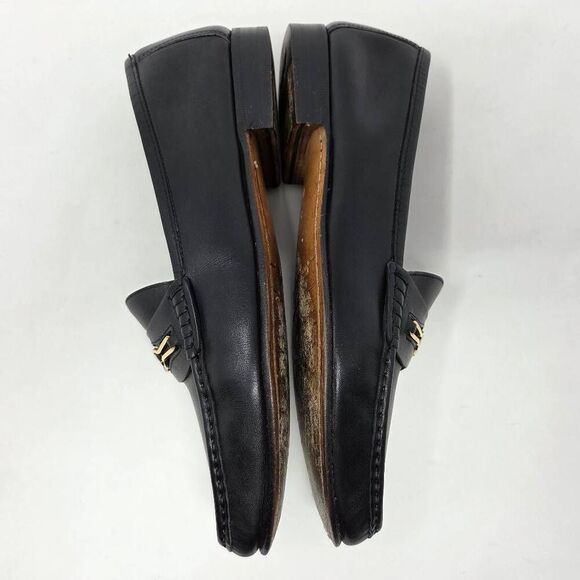 SALVATORE FERRAGAMO HORSE BIT STRAP MOC TOE LOAFER BLACK LEATHER MENS SIZE 8 D - Picture 8 of 10